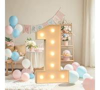 Combo de números y letras de marquesina, números gigantes de mosaico con luz LED de 4 pies para decoración de bodas, aniversarios, eventos corporativos