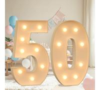 Combo de números y letras de marquesina, números gigantes de mosaico con luz LED de 4 pies para decoración de bodas, aniversarios, eventos corporativos