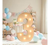 Combo de números y letras de marquesina, números gigantes de mosaico con luz LED de 4 pies para decoración de bodas, aniversarios, eventos corporativos