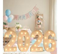 Combo de números y letras de marquesina, números gigantes de mosaico con luz LED de 4 pies para decoración de bodas, aniversarios, eventos corporativos