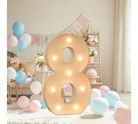 Combo de números y letras de marquesina, números gigantes de mosaico con luz LED de 4 pies para decoración de bodas, aniversarios, eventos corporativos