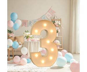 Combo de números y letras de marquesina, números gigantes de mosaico con luz LED de 4 pies para decoración de bodas, aniversarios, eventos corporativos