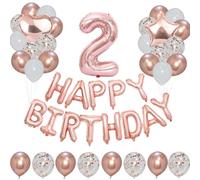 Combo de pancarta de feliz cumpleaños de 40 pulgadas, 1 estrella y 1 corazón, globos de aluminio de 12 pulgadas, 12 piezas metálicas, 12 globos lisos y 12 globos de confeti para decoración de fiestas