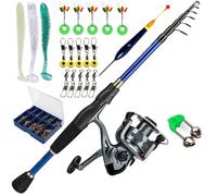 Combo de Pesca telescópico, caña Fibra Carbono 1,8-2,4 m y Carrete Giratorio 5,2:1 6BB con Accesorios sedal 500m(2.4m Rod-4000 Reel,Type 8)