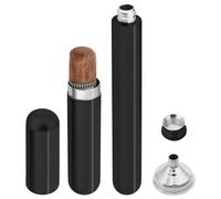 Combo de petaca de acero inoxidable Linkidea con tubo para puros y embudo, porta puros de bolsillo y petaca de 2 oz (Negro)