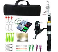 Combo de portátil - Kit completo de carrete de caña con estuche de transporte, carrete de caña de hilar de viaje para agua salada y agua dulce, equipo de ligero para adultos, kit de