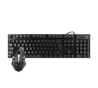 Combo de ratón y teclado con cable USB ADITAM, teclado mecánico para juegos con retroiluminación LED, con diseño ergonómico, Plug and Play, para juegos, portátiles y oficina (negro) Double the comfort