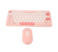Combo de Ratón y Teclado Inalámbrico de 2,4G, Teclas Redondas, Bonito Juego de Ratón y Teclado Inalámbrico Multifuncional, Silencioso y Delgado para Escritorio (Pink)