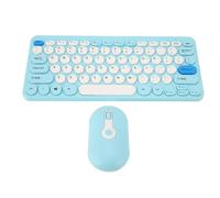 Combo de Ratón y Teclado Inalámbrico de 2,4G, Teclas Redondas, Bonito Juego de Ratón y Teclado Inalámbrico Multifuncional, Silencioso y Delgado para Escritorio (Blue)