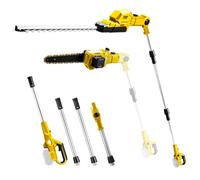 Combo de sierra de poste inalámbrica 2 en 1 y cortasetos compatible con batería Dewalt de 20 V, motosierra eléctrica de poste de 8 pulgadas, cortasetos de poste de extensión de 16 pulgadas para