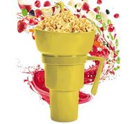Combo De Taza Para Snacks Y Bebida,Vaso de Bebida con Bol para Snacks en la Parte - Contenedor Antiderrames Para Comida Y Bebidas, Para Patatas Fritas, Fruta, Postres, Palomitas, Té En Fiestas Y