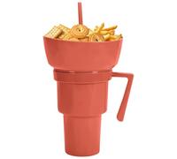 Combo De Taza Para Snacks Y Bebida, Vaso de Bebida con Bol para Snacks en la Parte , Contenedor Portátil para Bebidas y Alimentos para Adultos, Niños y Bebés en Exterior, Viaje, Camping, Picnic,