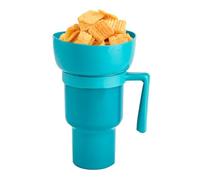 Combo de tazón con popote para aperitivos y bebidas, vaso 2 en 1, vaso de estadio de 1000 ml con cuenco para aperitivos, material ABS, resistente a altas temperaturas, para ir al parque de cine, campo