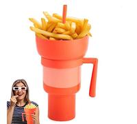 Combo de tazón para aperitivos y bebidas con popote, vaso de estadio que cambia de color de 32 onzas para cine, aperitivos con cuenco superior para palomitas de maíz, aperitivos franceses y bebidas de