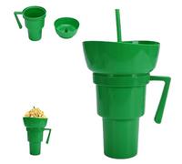 Combo de tazón, tazas de palomitas de maíz 2 en 1 con asa, combo 2 en 1 para aperitivos y bebidas, tazas para drin con cuenco Snac en la parte superior, reutilizable, para viajes, cine, hogar (E)