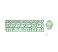 Combo De Teclado Y Mouse, 110 Teclas, Colorido Juego De Teclado Y Mouse Inalámbricos De 2.4G Con Teclado Numérico, Escritura Silenciosa, Estilo Retro De Máquina De Escribir, Para Windows XP(Verde)