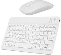 Combo de teclado y mouse Bluetooth inalámbricos, ultradelgado, portátil, silencioso, recargable, diseño QWERTY UK, con iPad, Mac, iOS, Windows, Android para oficina en casa, laptop, tableta
