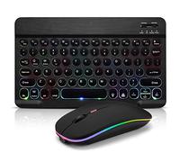 Combo de teclado y mouse Bluetooth para iPad, teclado y mouse inalámbricos recargables con retroiluminación de 7 colores compatible con iPad de 9ª/8ª generación, iPad Pro/Air/Mini, iPhone 14/13/12