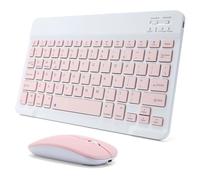 Combo de teclado y mouse Bluetooth recargable, ultradelgado, portátil, compacto, inalámbrico, para Android, Windows, tablet, teléfono celular, iPhone, iPad Pro Air Mini, iPad OS/iOS 13 y superior