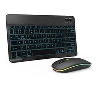 Combo de teclado y mouse Bluetooth retroiluminado de 7 colores para iPad 10.º 9.º iPad Pro Mini Air iPhone, iPadOS 13 o posterior, delgado, recargable, Android, tablet, teléfono, teclado inalámbrico