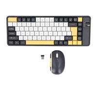 Combo de Teclado y Mouse, Diseño QWERTY de 84 Teclas, Teclado y Mouse Inalámbricos y Bluetooth 2.4G, Color de Contraste, Plug and Play, para Windows, para Computadora PC (Yellow)