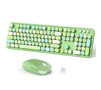 Combo de teclado y mouse inalámbrico Dilter, 104 teclas de tamaño completo de 2.4 GHz teclado redondo colorido, receptor USB Plug and Play, para Windows, PC, computadora portátil, computadora (color