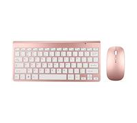 Combo de Teclado Y Mouse Inalámbricos, 2.4G Slim Silent USB Keyboard Mouse 78 Keys Compact Computer Keyboard para Computadora de Escritorio, Computadoras, Dispositivos Móviles, Tableta(Oro rosa)