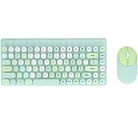 Combo de Teclado y Mouse inalámbricos, 86 Teclas Candy Macron Girl Cute Mixed Color Retro Typewriter Keyboard Punk Keycap Keyboard USB Gaming Keyboard Set para PC Laptops Computer Desktop