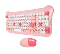 Combo de Teclado y Mouse Inalámbricos, 98 Teclas, Estilo Lindo, Receptor USB, Silencioso, Tamaño Completo 2.4G, para, Televisores Inteligentes (Pink)