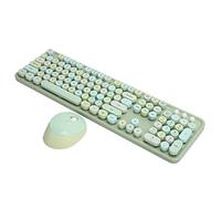 Combo De Teclado Y Mouse Inalámbricos, Colorido Teclado De Máquina De Escribir De Teclas Redondas con Teclado Numérico, Teclado USB Kawaii Compatible con/Laptop/PC(Color Verde Mezclado)