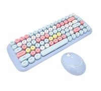 Combo de Teclado Y Mouse Inalámbricos, Combo de Mouse de Teclado Ergonómico Portátil con Cepillo de Limpieza Y Adhesivo, Lindo Juego de Teclado Y Mouse para PC, Computadora de Escritorio,