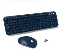 Combo de teclado y mouse inalámbricos, teclado de tamaño completo de 2.4 GHz, receptor USB Plug and Play para PC, portátil, escritorio, Windows, Mac, azul oscuro