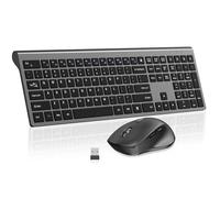Combo de teclado y mouse inalámbricos, teclado delgado de tamaño completo con teclado numérico, botón de calculadora, mouse ergonómico de 2400 DPI para mano derecha, juego inalámbrico USB para laptop