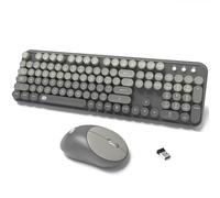 Combo de teclado y mouse inalámbricos, teclado USB de 2.4 G y mouse para teclas redondas, juego de teclado colorido y lindo, teclados inalámbricos para juegos compatibles con Windows, Mac, PC,