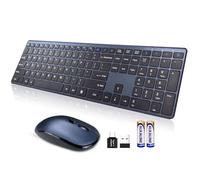 Combo de teclado y mouse inalámbricos, USB de 2.4 G, ultra delgado, silencioso, tamaño completo, mate, teclado y ratones, 3 DPI, 19 teclas multimedia, Ergo sin retrasos, batería de larga duración para