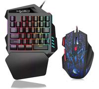 Combo de teclado y mouse mecánico para juegos con una sola mano, 35 teclas con una sola mano, teclado mecánico para juegos con una sola mano, controlador de juego ergonómico retroiluminado LED con