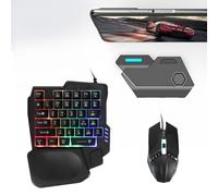 Combo de Teclado y Mouse para Juegos de Media Mano, Paquete Combinado 4 en 1, Adaptador Convertidor Bluetooth 5.0 para Teclado K13 y Mouse G4, con Soporte para Teléfono, para