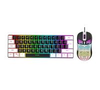 Combo de Teclado y Mouse para Juegos, Teclado con Cable USB C, Mouse, Teclado Mecánico con Retroiluminación LED Multicolor y Mouse para Computadora Portátil (Marco Central Negro.)