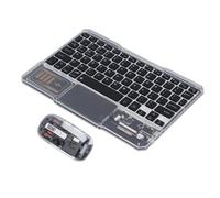 Combo de Teclado y Mouse Recargables por Bluetooth, Retroiluminación de 7 Colores, Paquete de Mouse con Teclado Ultradelgado, Teclado Portátil con Cubierta Transparente para