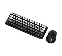 Combo de teclado y ratón inalámbrico ergonómico de 2,4 GHz con 65 teclas en degradado de color y 1600 DPI, silencioso, compatible con PC y ordenador de escritorio.(Russian layout,Black White Gradient)