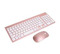 Combo de Teclado y Ratón Inalámbricos, Adaptador USB Silencioso Ultrafino de 2,4G para Teclado Inalámbrico y Ratón para el Trabajo (Oro Rosa)