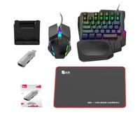 Combo de teclado y ratón para juegos - Mando retroiluminado RGB, teclado LED para una mano | Set de ratón de media mano, dispositivo de entrada programable, estación de atajos para codificación y ofic