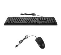 Combo de Teclado y Ratón USB Cable, 104 Teclas, Negro | Teclado de Membrana Pad Numérico, Ratón Óptico, Uso para Pcs y Oficina Doméstica