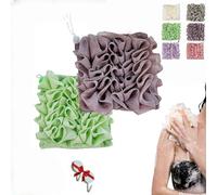 Combo de toallitas, paño para jabón de barra, esponja 2 en 1, esponja de baño con cordón para limpieza de lavado corporal y piel suave (marrón + verde)