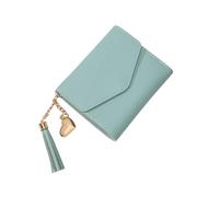 Combo Delight Monedero para mujer verde, diseño compacto triple con tarjetero, colgante de borla y colgante de corazón, piel sintética, 11,5 x 9 x 1,5 cm
