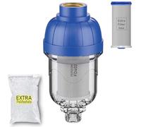 COMBO FD402 FERDOM Filtro y Dispensador - Para Lavadoras, Lavavajillas, Calentadores de Agua, etc. El Filtro de Acero Retiene la Arena, la Suciedad y el óxido. El Dispensador Tiene Efecto Antical.