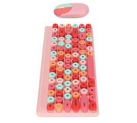 Combo Inalámbrico de Teclado Y Mouse, 86 Teclas, Teclado Mecánico para Computadora Portátil, Colorido Teclado de Computadora con Decoración Navideña para Windows 7, Windows 8, Windows 10, (Tema Rosa)