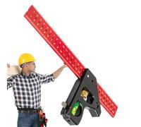 Combo Square - Herramienta de medición de cuerpo metálico, nivel de servicio pesado, instrumento de construcción | Herramienta profesional de soldadura para carpintería, diseño de ángulo preciso, tall