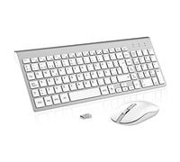 Combo Teclado Ratón Inalámbrico,cimetech KF10 EasyTyping [Teclas Que ahorran Trabajo] Teclado y ratón inalámbricos ultrafinos para Ordenador, fácil de configurar para PC/portátil/Mac/Windows,Plata