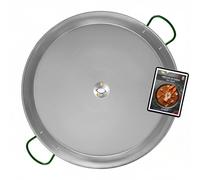 COMBOI - Paellera de acero pulido 60 cm, paellera valenciana para 19 raciones, apta para gas, leña y paelleros, fabricada en España, incluye recetario digital. (60 CM)